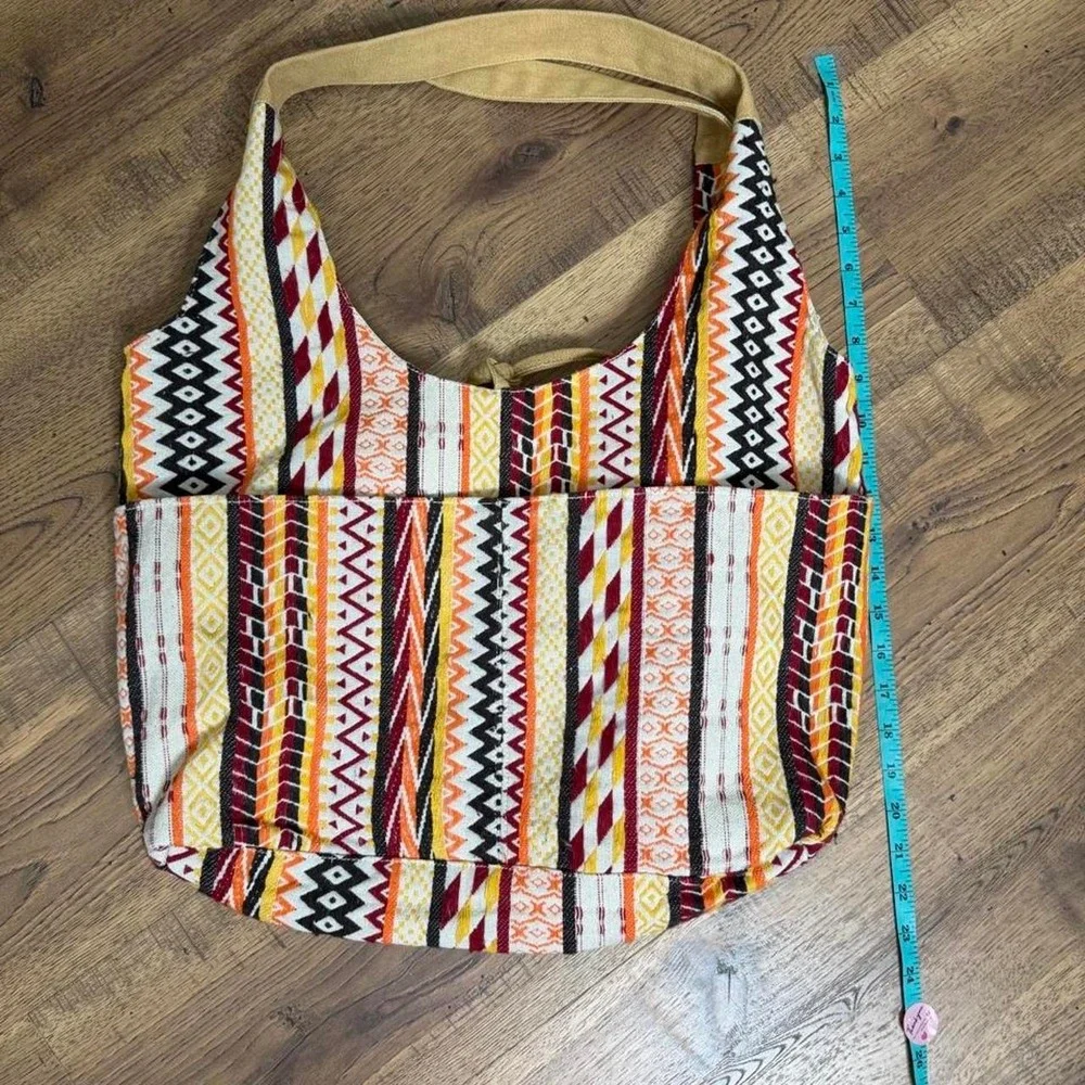 Boho Woven Oversized Hobo Tote Bag – Multicolor Southwestern Print
